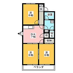 グレイスヴィラ 3DKの間取図画像