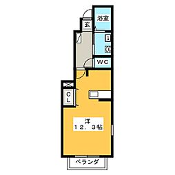 メゾンドフランB ワンルームの間取図画像