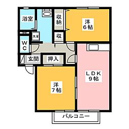 レジデンスかとう 2LDKの間取図画像