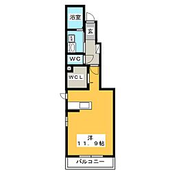 水のフォレスト ワンルームの間取図画像