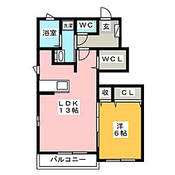 コートデイジーB 1LDKの間取図画像