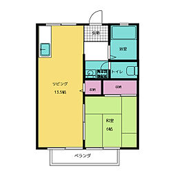 サンシティくぜB 1LDKの間取図画像