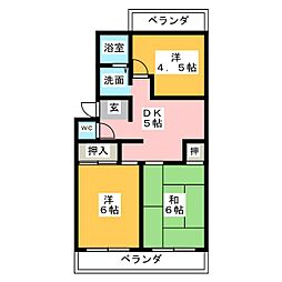 フローラルハイツ 3DKの間取図画像
