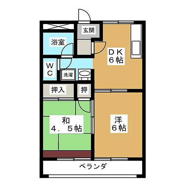 フォートレス21　A ｜岐阜県安八郡神戸町大字神戸(賃貸マンション2DK・2階・39.60㎡)の写真 その2