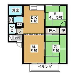エルボナールA 3DKの間取図画像