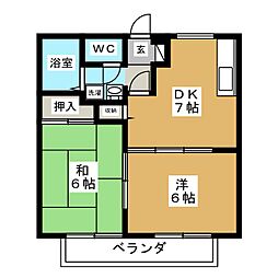 廣美ハイツ 2DKの間取図画像