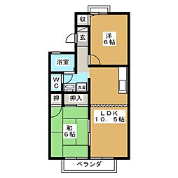 カサベルデ2 2LDKの間取図画像