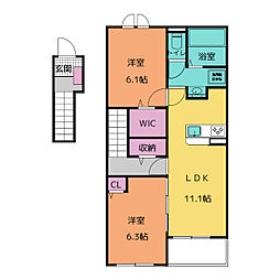 ボヌールメゾン 2階2LDKの間取り