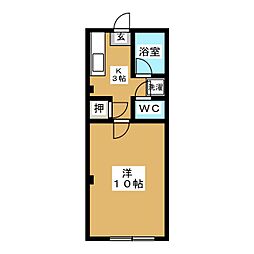 ローズ2 1Kの間取図画像