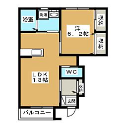 エクセラン 1LDKの間取図画像