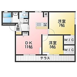 ソフィア・ローズB 2LDKの間取図画像