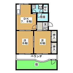 コンフォールシャトー 2DKの間取図画像