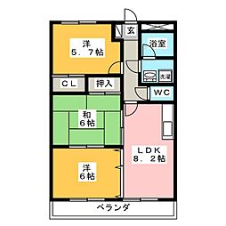 メイプルハウス 3DKの間取図画像