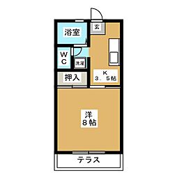 なにわハイツE 1Kの間取図画像