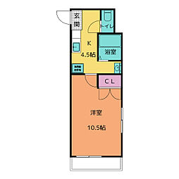 コーポスプリングD棟 1DKの間取図画像