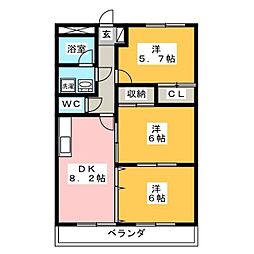 メイプルハウス 3DKの間取図画像