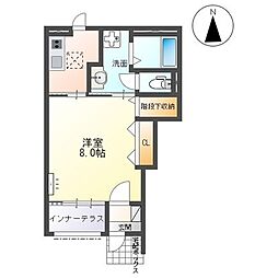 ヴァイオレツト 1Kの間取図画像