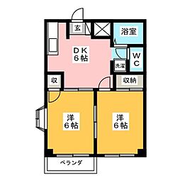 Gクレフ和合B 2DKの間取図画像