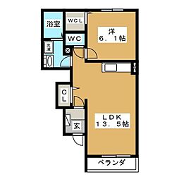 サウスガーデンK 1LDKの間取図画像
