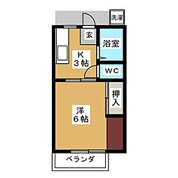 パナハイツ大島.A 1Kの間取図画像