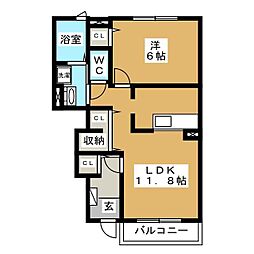 マロン 1LDKの間取図画像
