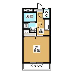 下東野コーポ1 1Kの間取図画像