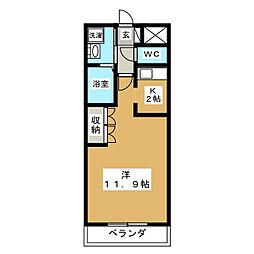 パストラールファイブ 1Kの間取図画像
