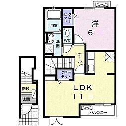 リヴァーグレイス 1LDKの間取図画像