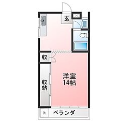 第六清風荘 ワンルームの間取図画像