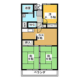 サニーハイツ花みずきA館 3LDKの間取図画像