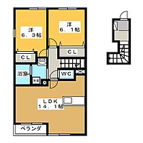 ピクシー・ラビットＢ  ｜ 岐阜県各務原市那加東新町２丁目（賃貸アパート2LDK・2階・63.43㎡） その2