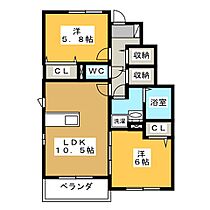 サンブリーズＡ  ｜ 岐阜県各務原市鵜沼三ツ池町１丁目（賃貸アパート2LDK・1階・54.95㎡） その2