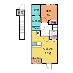 Abelia（アベリア） 2階1LDKの間取り