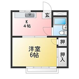水崎ハイツ 1DKの間取図画像