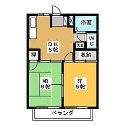 サンハイツ柄山 2DKの間取図画像