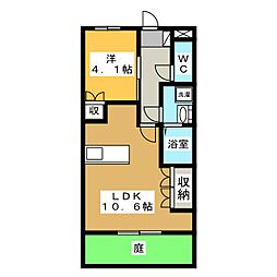 トレゾア 1LDKの間取図画像