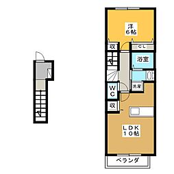 カーサポポラーレ 1LDKの間取図画像