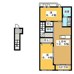 グリーン川島 2LDKの間取図画像