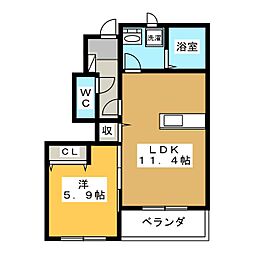 アーバンマツバラ 1LDKの間取図画像