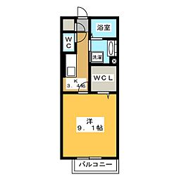 クレイドル那加A 1Kの間取図画像