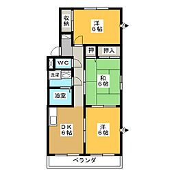 リバティーヒルズ 3DKの間取図画像
