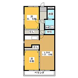 サンフェスタKATOA 2LDKの間取図画像