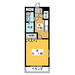 サンシャインヒルズ・三井 1Kの間取図画像