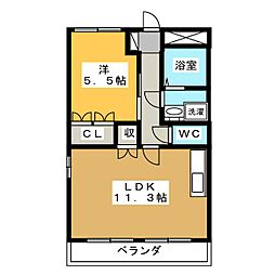 グリーンヒルズ2 1LDKの間取図画像