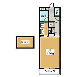 メルベーユ瑞雲 1Kの間取図画像