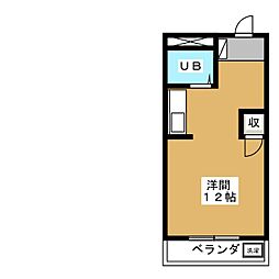 ルーミーみついけ ワンルームの間取図画像