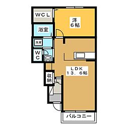カーササンモール 1LDKの間取図画像