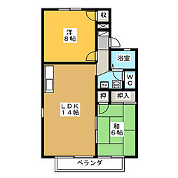 セジュール小林 2LDKの間取図画像