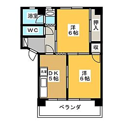 各務原ハイツ 2DKの間取図画像