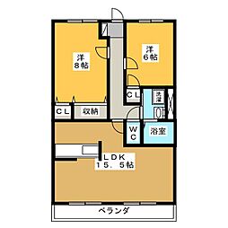 フロレスタ 2LDKの間取図画像